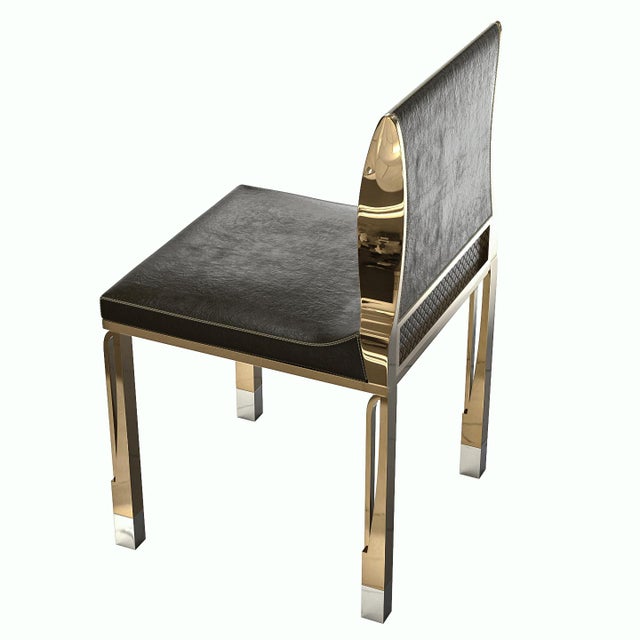 "Pagina" Chair With Bronze and Tailor Made Leather For Sale - Image 9 of 9