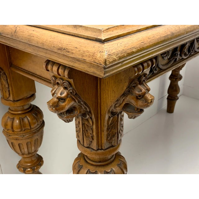 English Early English Carved Oak Sideboard / Console Table For Sale - Image 3 of 8