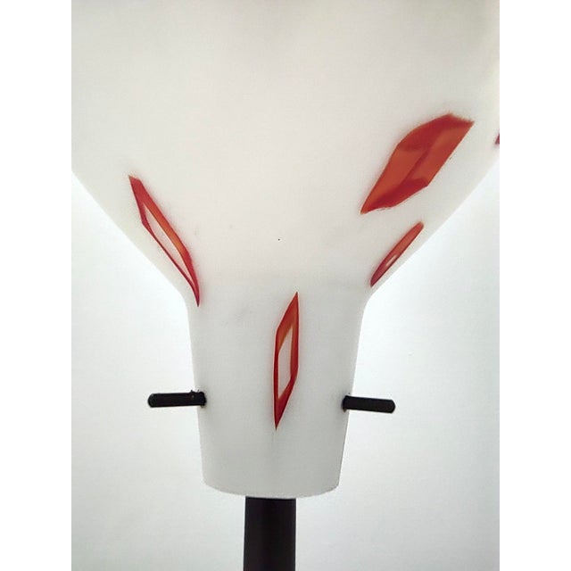 Vintage Floor Lamp with Encased Glass Shade with Red Geometrical Motifs, Italy, 1950s For Sale - Image 10 of 15