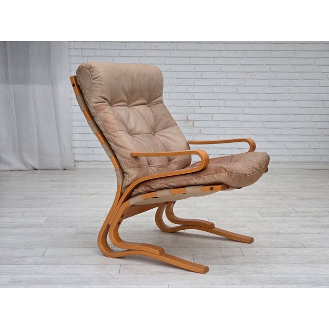 Norwegian Model Kengu Armchair in Beige Furniture Leather from Rybo Rykken & Co, 1970s For Sale - Image 16 of 16
