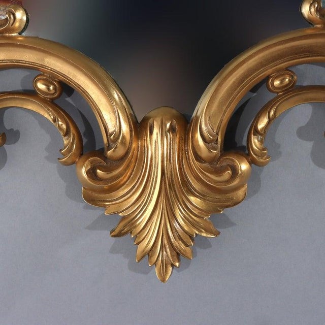 Antique French Louis XIV Style Gilt Bronze Foliate Hourglass Form Mirror C1930 For Sale - Image 4 of 10