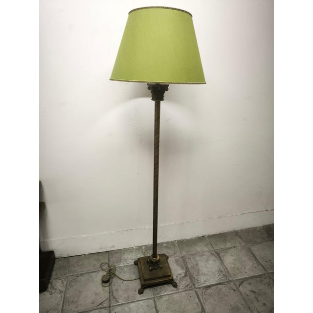 Floor Lamp with Brass Capitals and Fabric Lampshade, 1980s For Sale - Image 10 of 18
