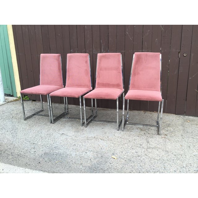 Pink Velvet Chrome Framed Dining Chairs - Set of 4 | Chairish (640 x 640 Pixel)