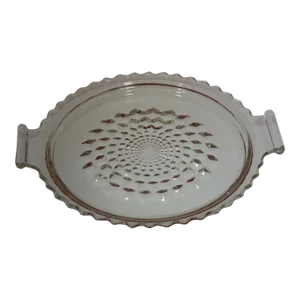 Vintage Jeannette Depression Glass Clear Cubist Diamond Pattern Dual Handle Serving Tray