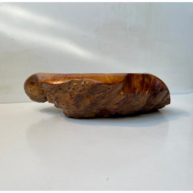 Vintage Swedish Natural Edge Burr Bowl in Elm, 1980s For Sale - Image 9 of 12