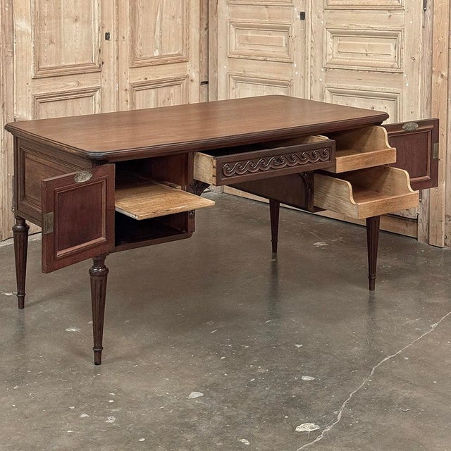 Antique French Louis XVI Mahogany Desk by Hirler of Alsace For Sale - Image 15 of 18
