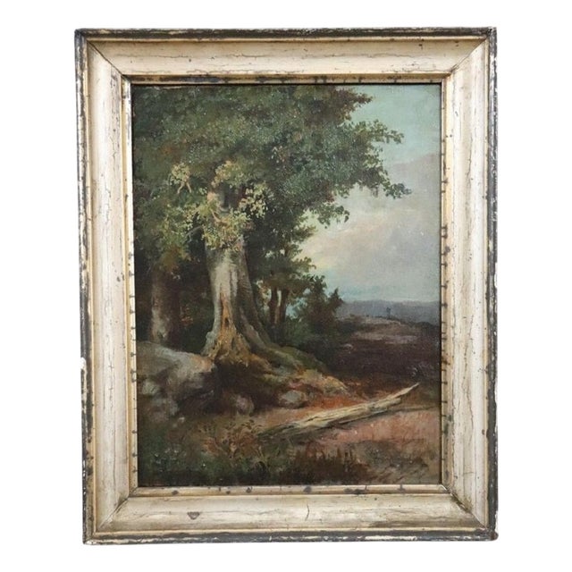 Forest Landscape, Oil Painting on Canvas, Late 19th Century, Framed For Sale