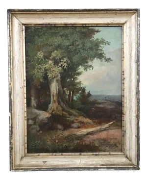 Forest Landscape, Oil Painting on Canvas, Late 19th Century, Framed