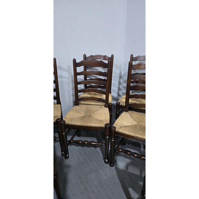 Oak Ladder Backed Dining Chairs, Set of 8 For Sale - Image 5 of 15