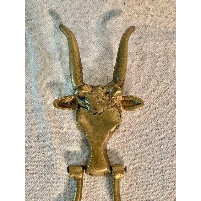 Mid 20th Century Brass Longhorn Cow Doorknocker For Sale - Image 4 of 12