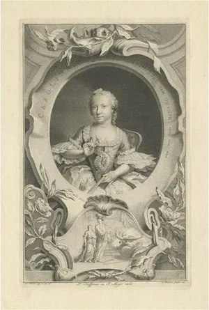Jakob Houbraken, Portrait of Princess Carolina of Orange-Nassau and Weilburg, 1754, Paper