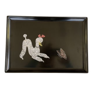 Mid-Century Couroc of Monterey Poodle & Butterfly Tray For Sale