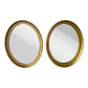 Pair of Vintage Gilt Oval Italian Mirrors