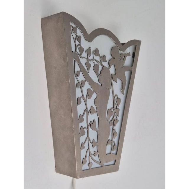 Swedish Grace Wall Light in White Metal and Glass, 1930s For Sale - Image 3 of 10