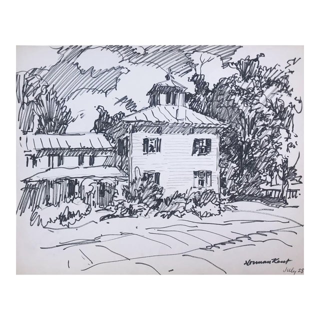 1950s Norman Kent New England Drawing For Sale