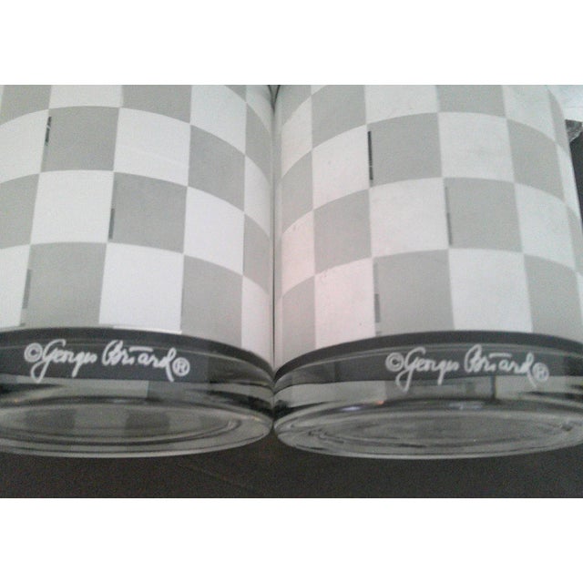 Vintage Mid-Century Modern Signed Georges Briard Frosted Checkers Lowball Glasses - Set of 2 For Sale In Dallas - Image 6 of 9