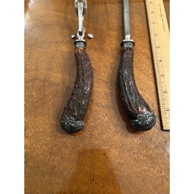 Sheffield Vintage Stag Sheffield Carving Fork and Knife Sharpener For Sale - Image 4 of 5