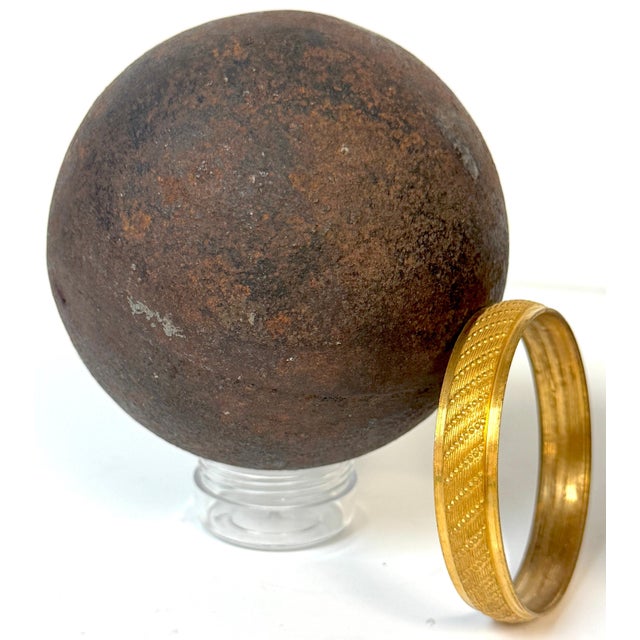 Pair Confederate Civil War Cast Iron Cannonballs with Century Ormolu Mounts For Sale In West Palm - Image 6 of 18