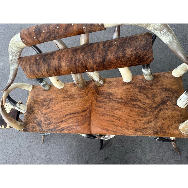 Rare Vintage Southwest Style Sculptural Texas Longhorn & Cowhide 5-Piece Living Room Suite. For Sale - Image 11 of 12