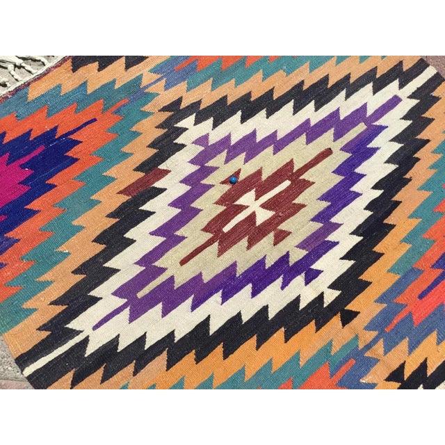 Pink Modern Diamond Design Kilim Rug, 59" X 39" For Sale - Image 8 of 11
