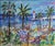 The cros dei pin beach at st. Jean cap ferrat', oil on canvas, by yvon grac (circa 1990s). Sun, crowds and the glittering...