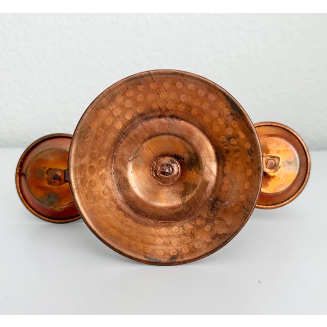 Copper Rustic Copper Candle Holders - A Pair For Sale - Image 8 of 8
