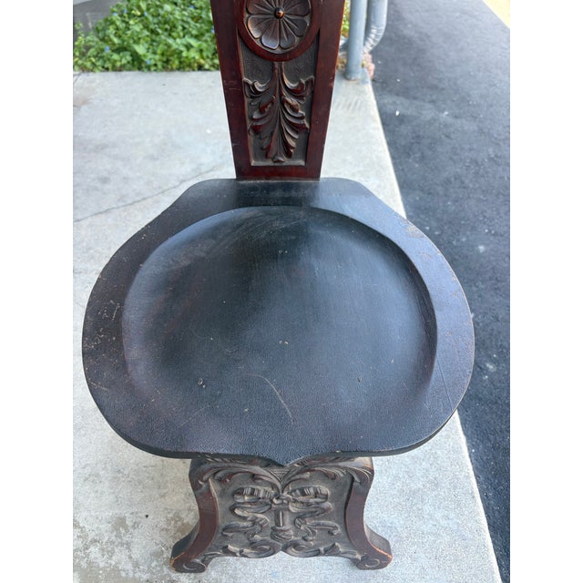 Antique 19th Century Italian Renaissance Revival Hand Carved Sgabello Hall Chair For Sale In Los Angeles - Image 6 of 9