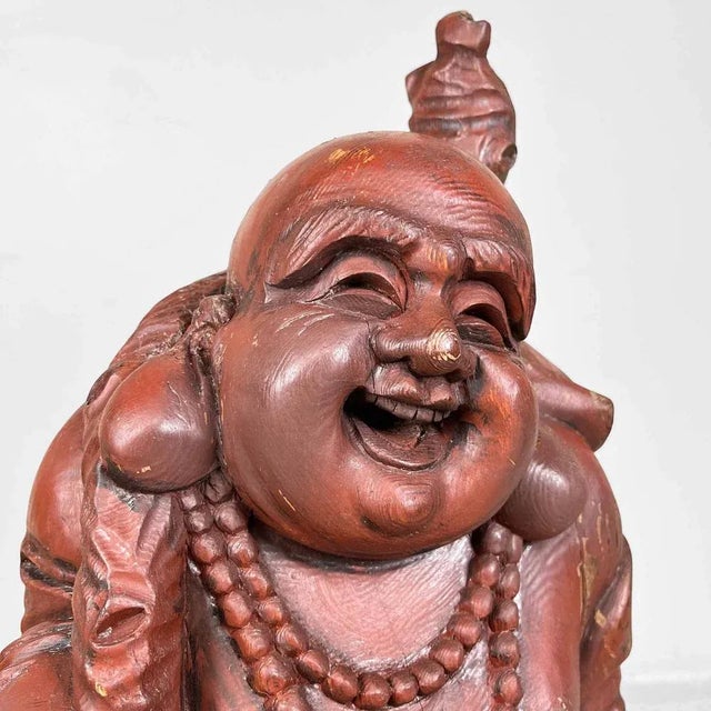 Wooden Hotei Buddha Temple Statue, Japan, 1930s For Sale - Image 12 of 13