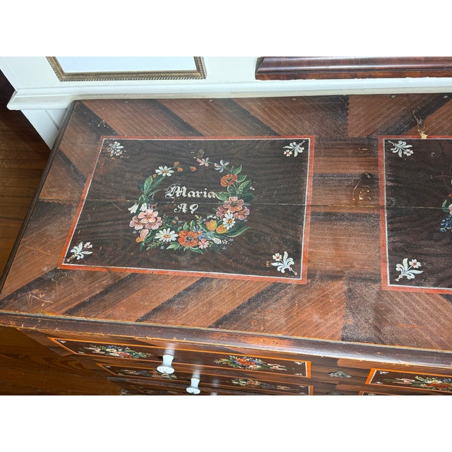 1900 - 1909 1900-1909 Eastern German Folk Art Marriage Chest For Sale - Image 5 of 17
