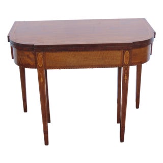 Mahogany Inlay Console Card Dinette Dining Extension Table 6082 For Sale