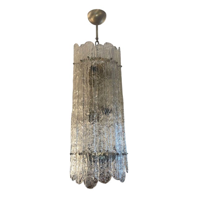 1960's Italian Murano Textured Glass Pendant Light For Sale