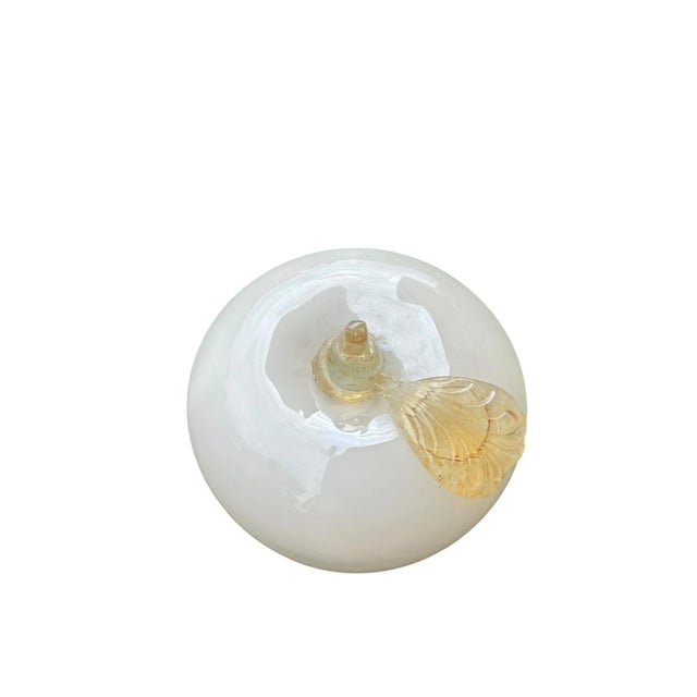 1950s Murano White Italian Art Glass Pear and Apple Fruit Sculptures For Sale - Image 5 of 7