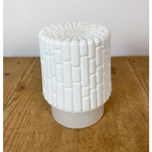 Industrial Vintage White Porcelain Ceiling Light, 1970s For Sale - Image 3 of 12