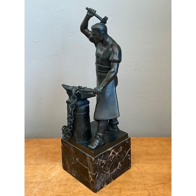 Black Vintage Bronze Blacksmith Sculpture For Sale - Image 8 of 14