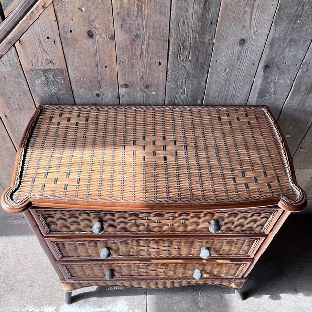 Vintage Bamboo and Wicker Chest of Drawers For Sale - Image 16 of 18