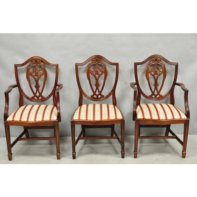 Vintage Sheraton Federal Mahogany Shield Back Dining Room Chairs - Set of 6 For Sale - Image 16 of 16