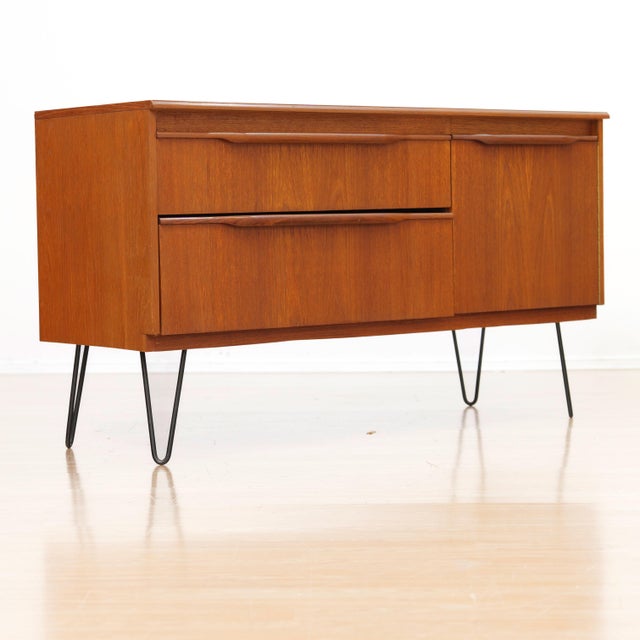 Mid Century Teak Sideboard Cabinet on Hairpin Legs For Sale - Image 4 of 8