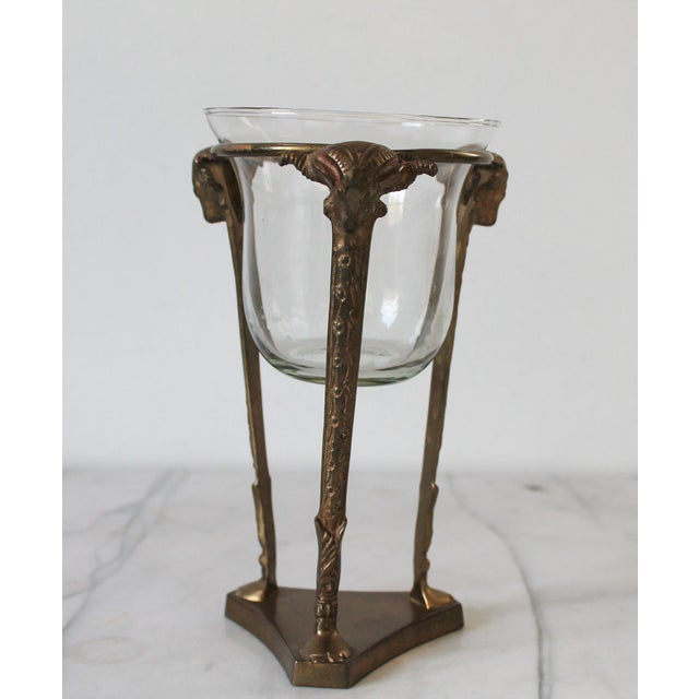 Mid 20th Century Vintage Solid Brass Stand With Rams Head and Feet Tea Light Holder For Sale - Image 5 of 11
