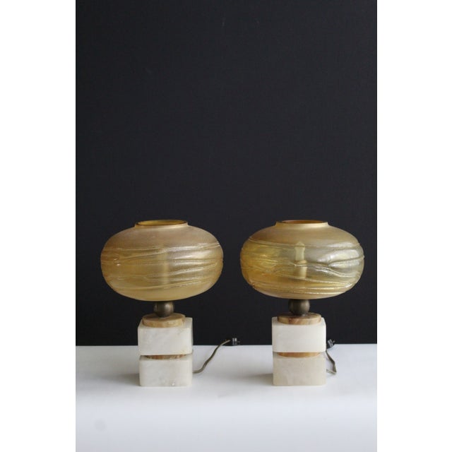 Glass Early 20th Century Piero Chiesa Style Lamps - a Pair For Sale - Image 7 of 11