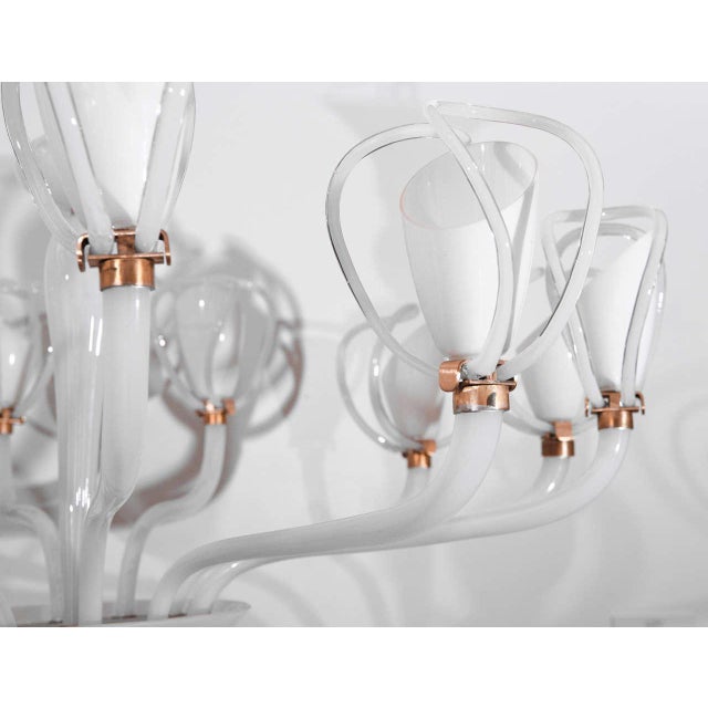 1960s 12 Arm Large White Murano Chandelier by Venini For Sale - Image 5 of 10