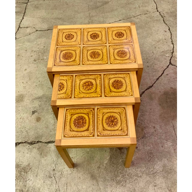 Danish Modern Teak Tile Top Nesting Tables by Willy Ryomgard Mobelfabriken For Sale In New York - Image 6 of 12