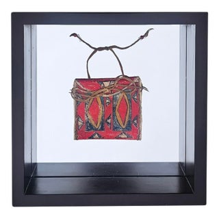 Early 19th C Lakota Sioux Hand Painted Parfleche Pouch in Custom Display Frame For Sale