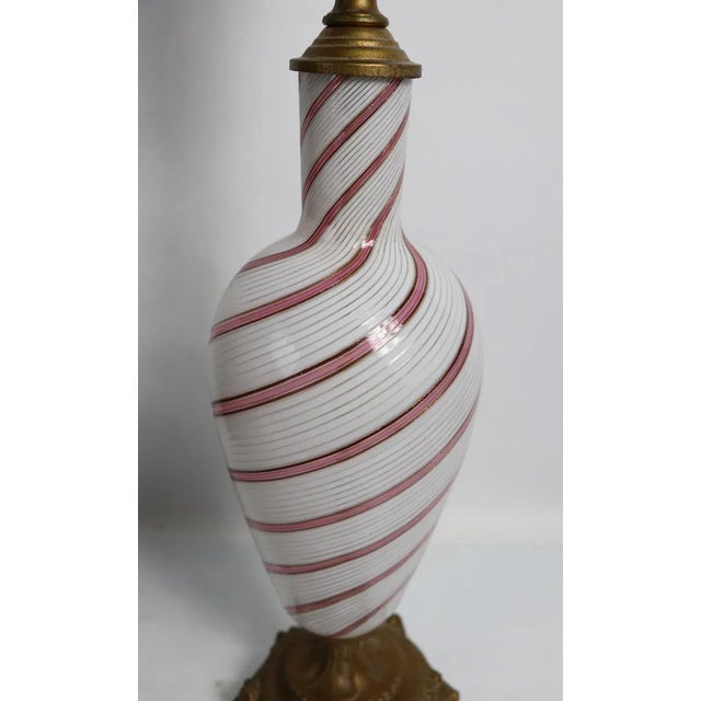 Glass Murano Table Lamp Mezza Filigrana by Dino Martens for Aureliano Toso For Sale - Image 7 of 11