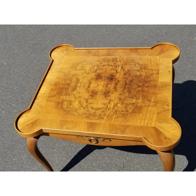 Baker Furniture Company Vintage Baker Furniture French Style Side Table ~ End Table W Burl Wood For Sale - Image 4 of 12
