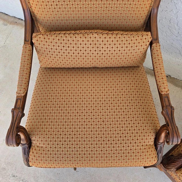 Ethan Allen Regency Style Bergere Lounge Armchairs Pair For Sale - Image 12 of 18