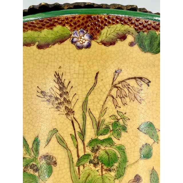 Vintage Chinoiserie Bronze Ormolu Mounted Yellow Porcelain Vase For Sale - Image 9 of 15