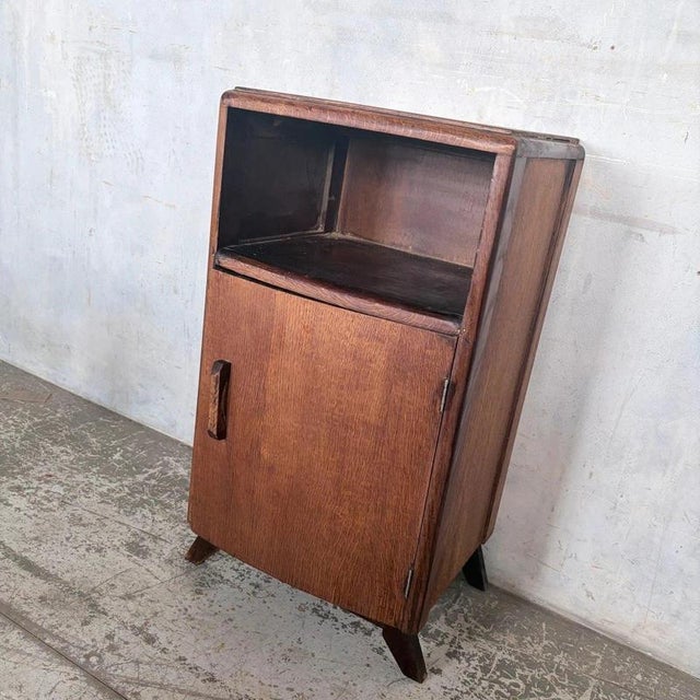 Oak Bedside Cabinet and Compact Utility Cupboard, 1950s For Sale - Image 6 of 7