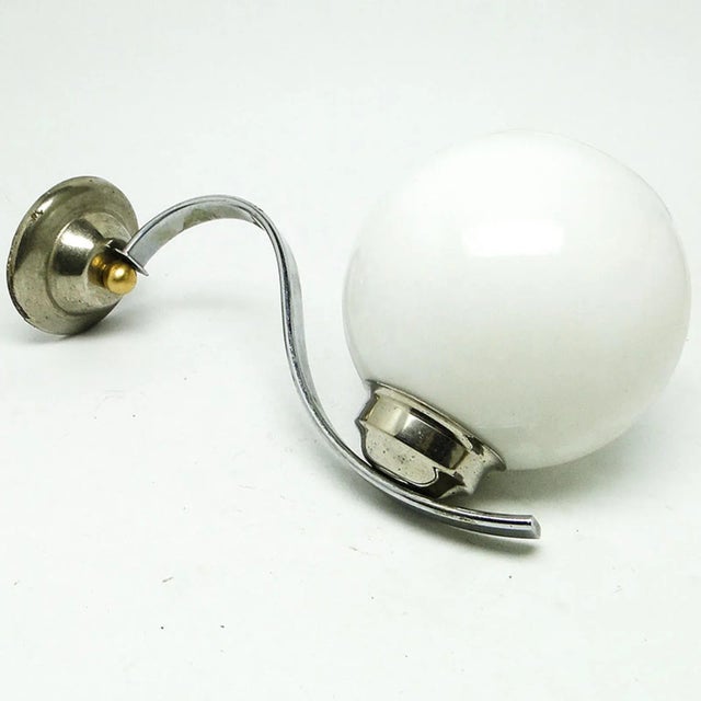 Silver Czechoslovakian Art Deco Wall Lamp, 1950s For Sale - Image 8 of 9