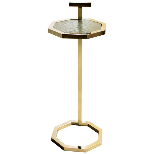 Gold Brass Plated Gibson Martini Table with Cracked Gesso Surface by Casa Botelho For Sale - Image 8 of 8