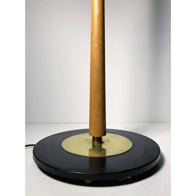 Lightolier Vintage Lightolier Turned Concave Wood Staff Floor Lamp For Sale - Image 4 of 6